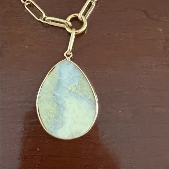 Anthropologie Gold Chain Necklace with Moonstone Teardrop Pendant - Picture 4 of 4